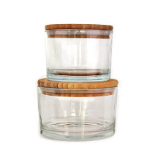 Wholesale Customized Heat-resistant 750ml large Glass Fruit Bowl Stackable Salad Bowl with bamboo wooden lid